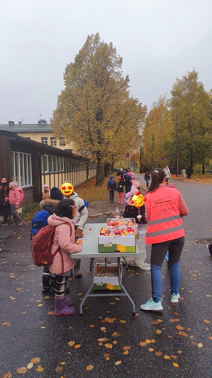 Epleutdeling på skolen