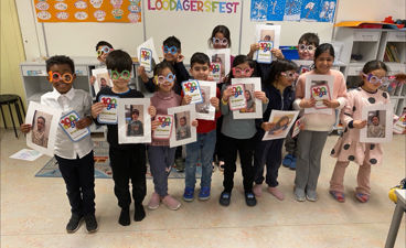 Elevene på 1. trinn på 100 dagers fest!