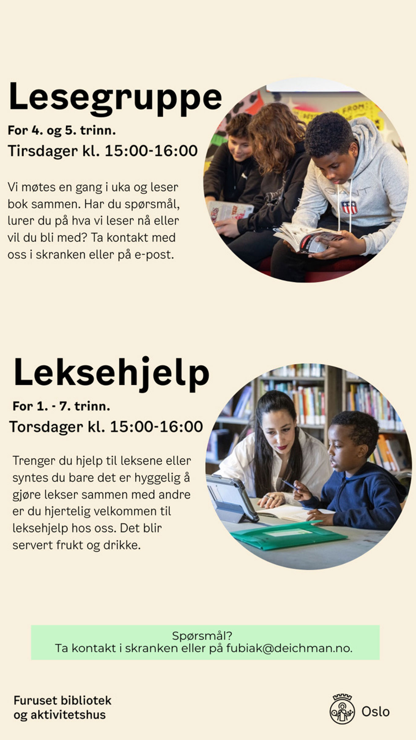 Foto: Yusra Sala Hasan Lesegruppe og leksehjelp på FUBIAK