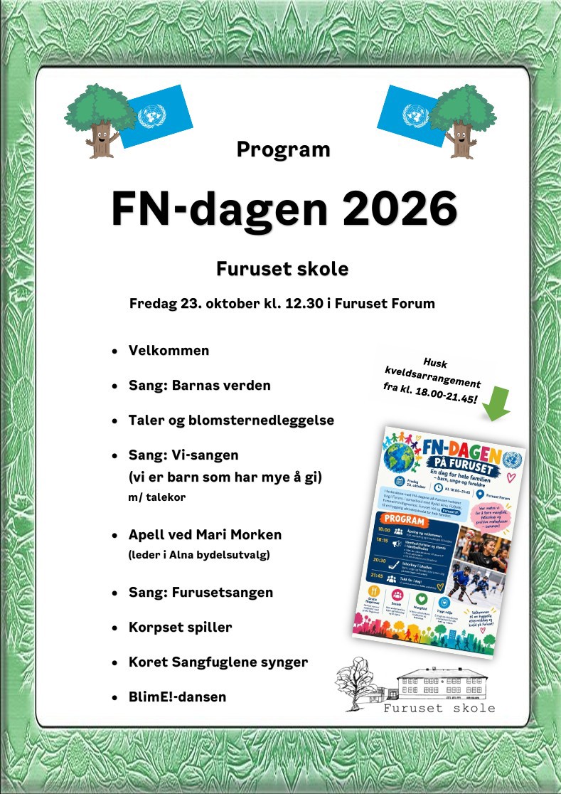 Program for FN-dagen p&aring; Furuset p&aring; dagtid.