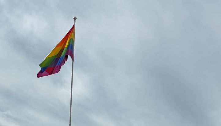Pride flagget ved Furuset skole.